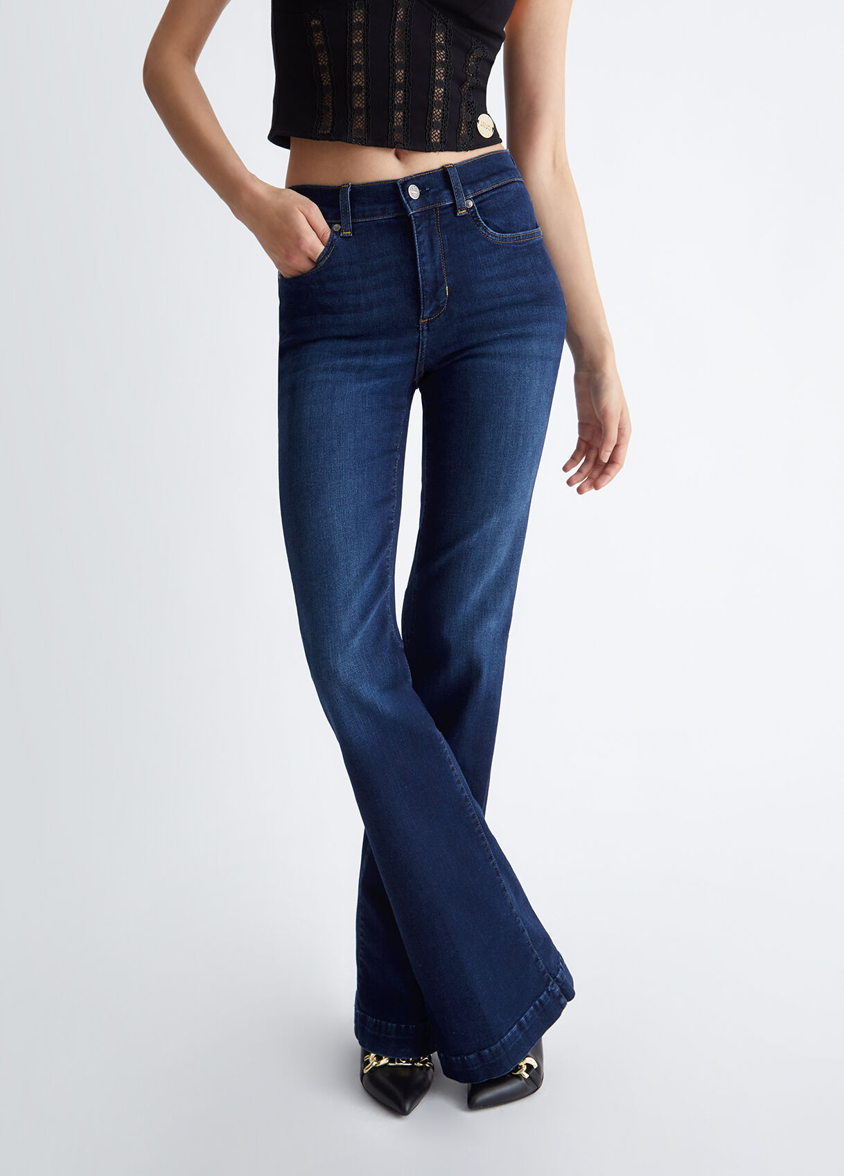 Blue Waist Enhance Quinn Bootcut Jeans | New Look